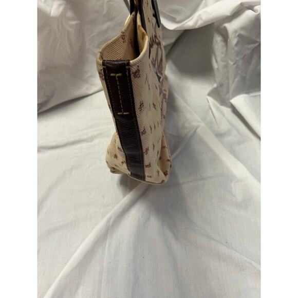 Coach Canvas Stars Floral Tan Shoulder Tote Bag GS - Picture 9 of 13